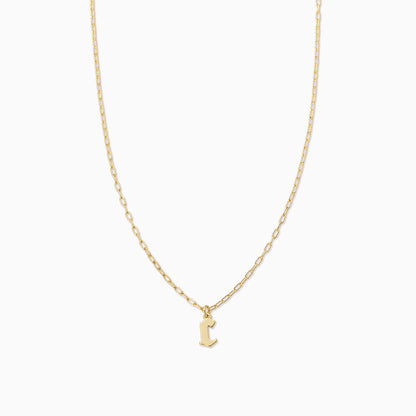 Gothic Initial Pendant Necklace | Gold C | Product Image | Uncommon James