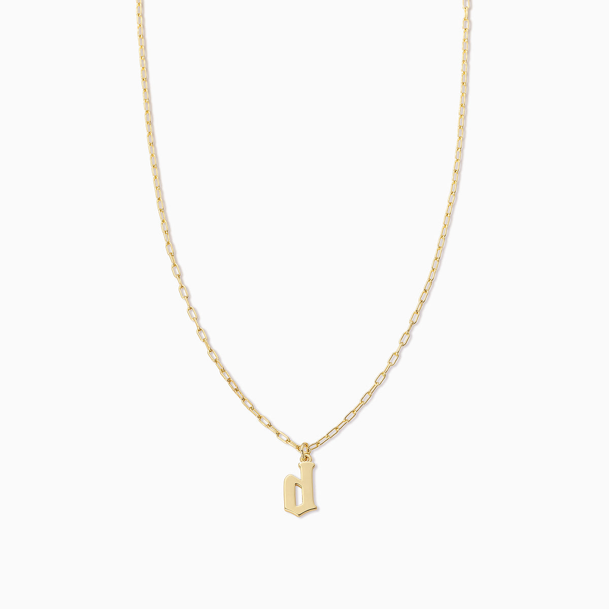 Gothic Initial Pendant Necklace | Gold D | Product Image | Uncommon James