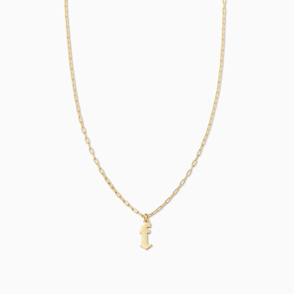 Gothic Initial Pendant Necklace | Gold F | Product Image | Uncommon James