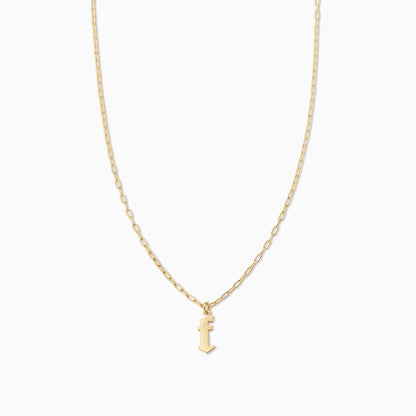 Gothic Initial Pendant Necklace | Gold F | Product Image | Uncommon James