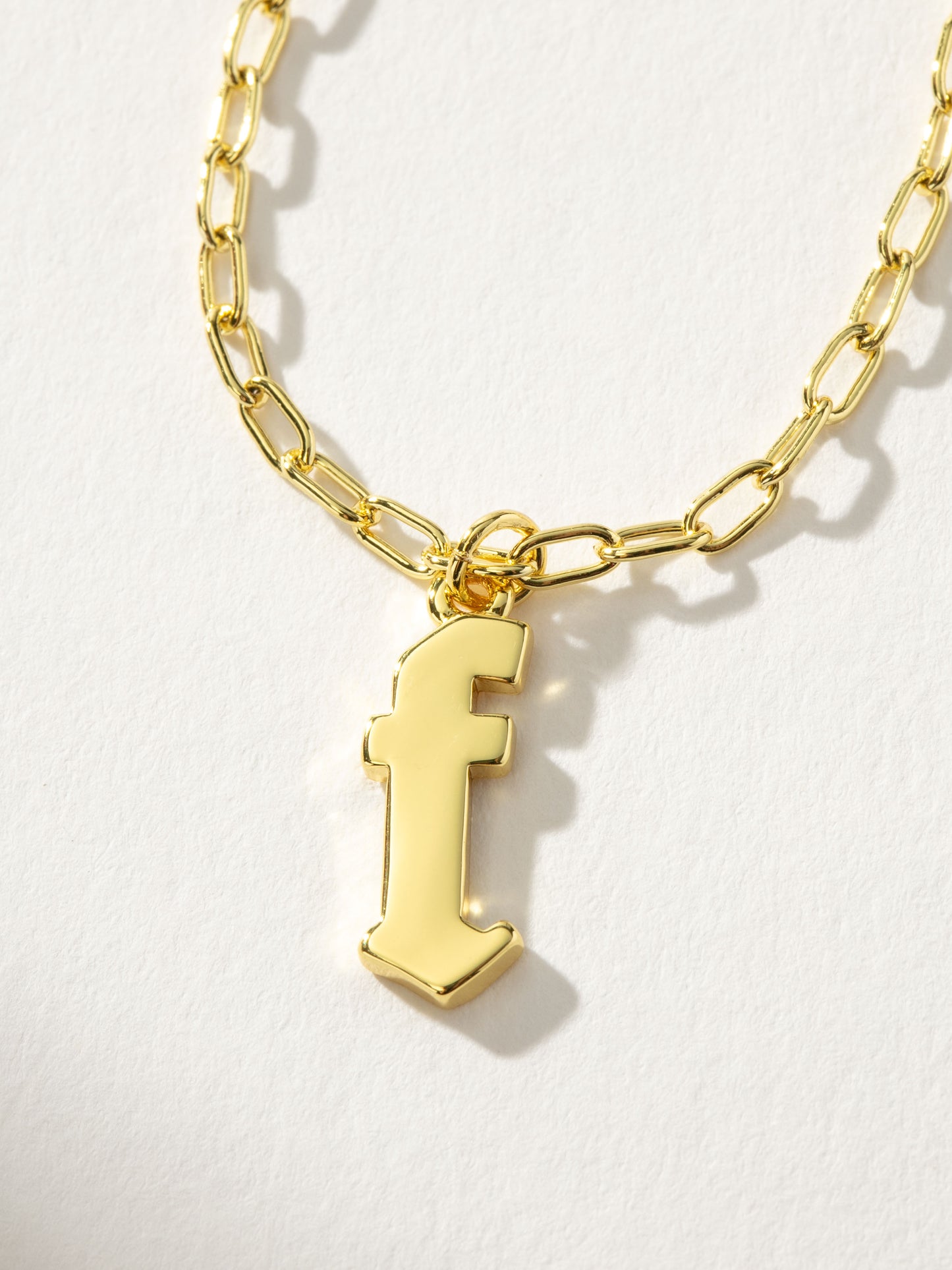 Gothic Initial Pendant Necklace | Gold F | Product Detail Image | Uncommon James