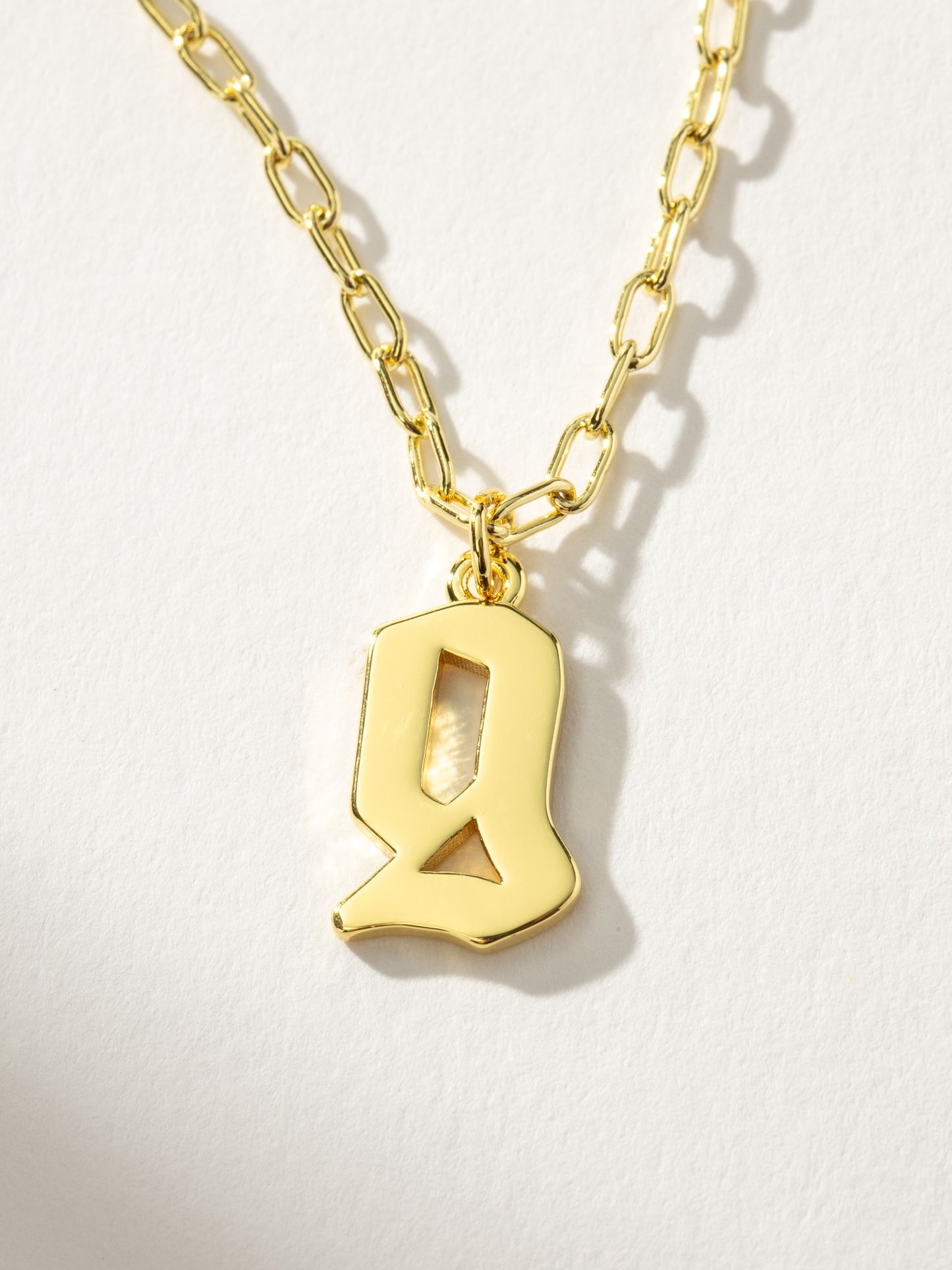 Gothic Initial Pendant Necklace | Gold G | Product Detail Image | Uncommon James