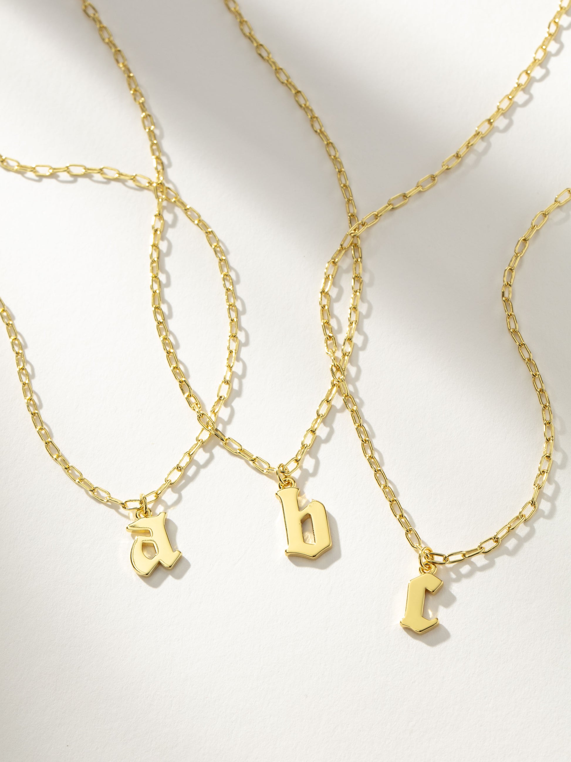 Gothic Initial Pendant Necklace | Gold | eComm Image | Uncommon James