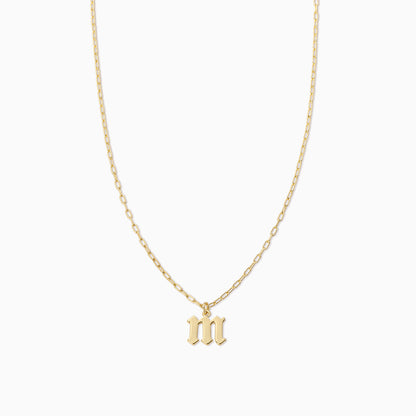 Gothic Initial Pendant Necklace | Gold M | Product Image | Uncommon James