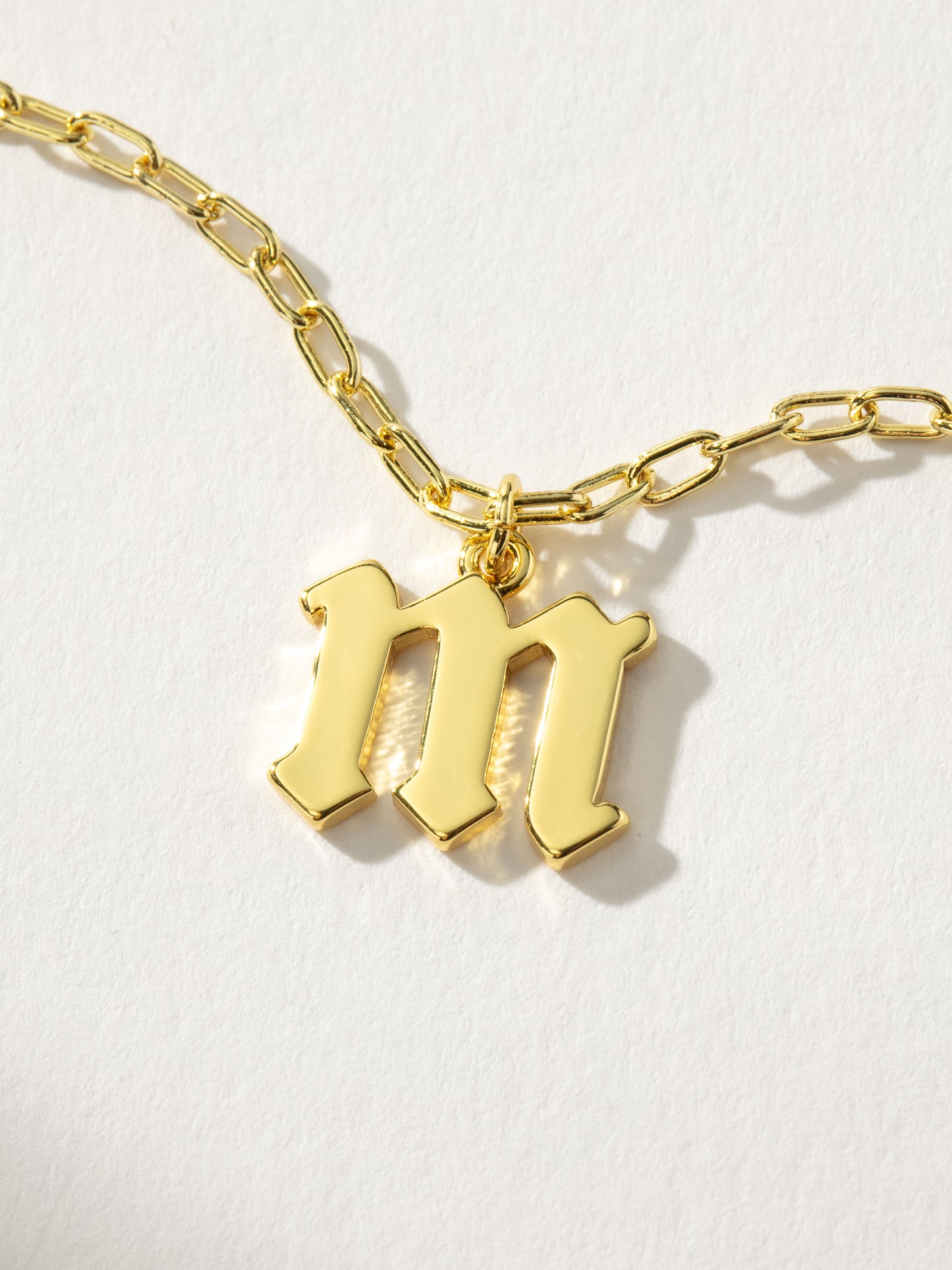 Gothic Initial Pendant Necklace | Gold M | Product Detail Image | Uncommon James