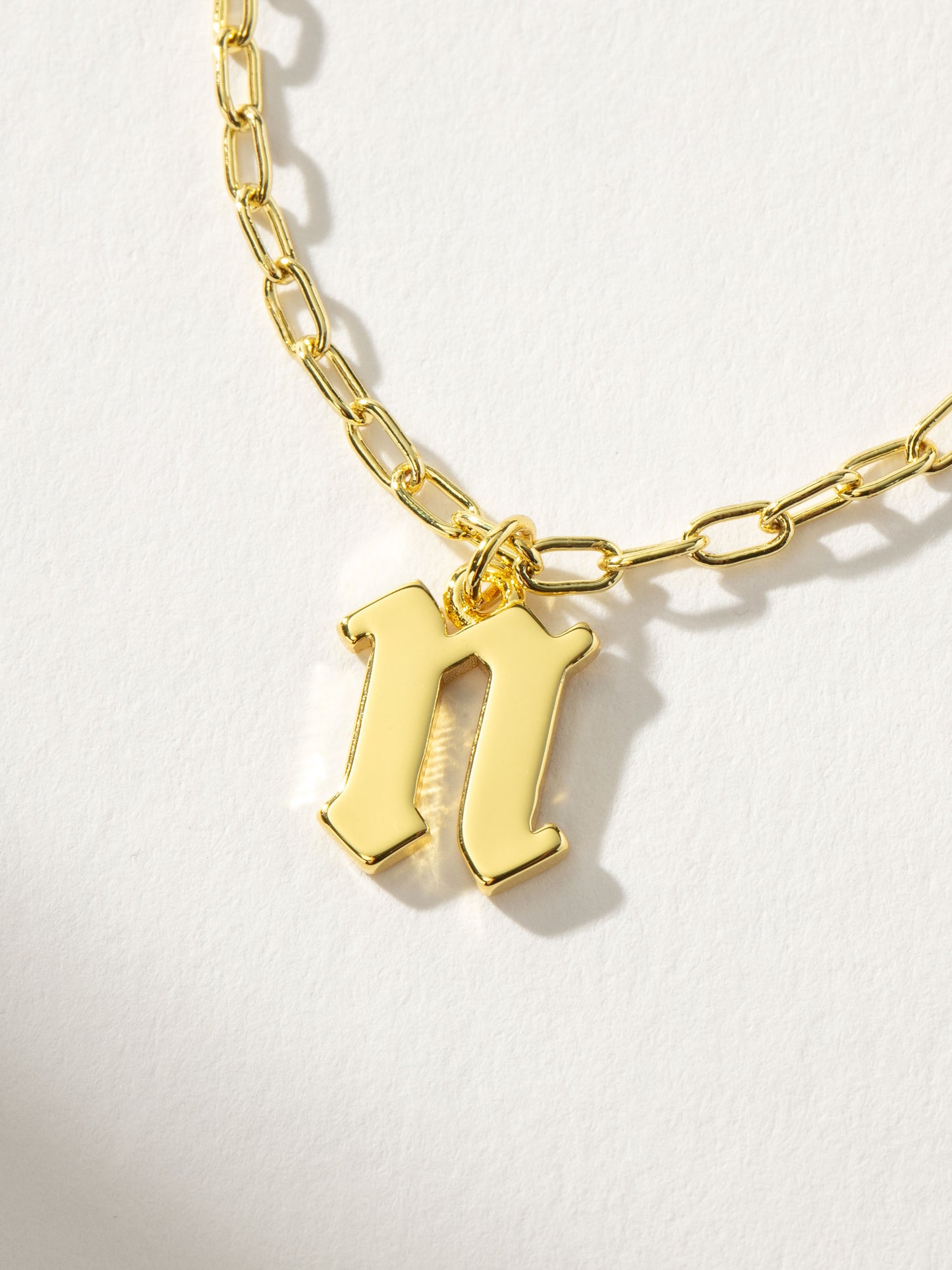 Gothic Initial Pendant Necklace | Gold N | Product Detail Image | Uncommon James