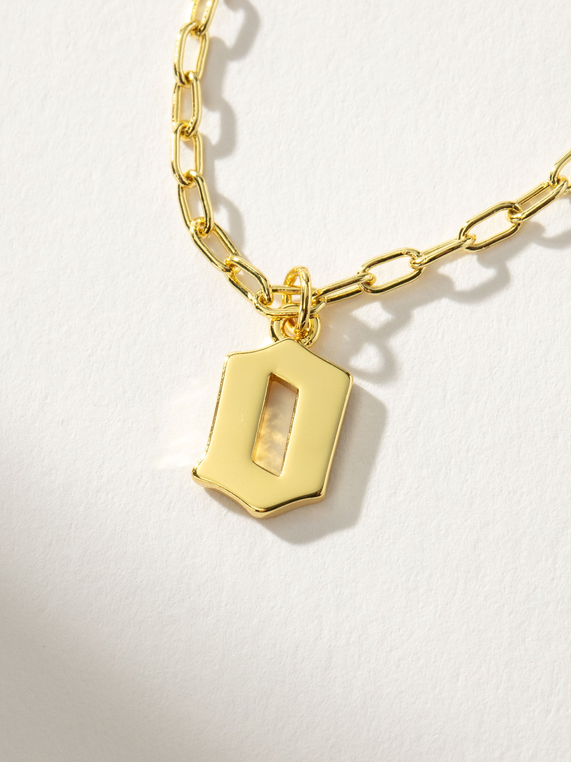 Gothic Initial Pendant Necklace | Gold O | Product Detail Image | Uncommon James