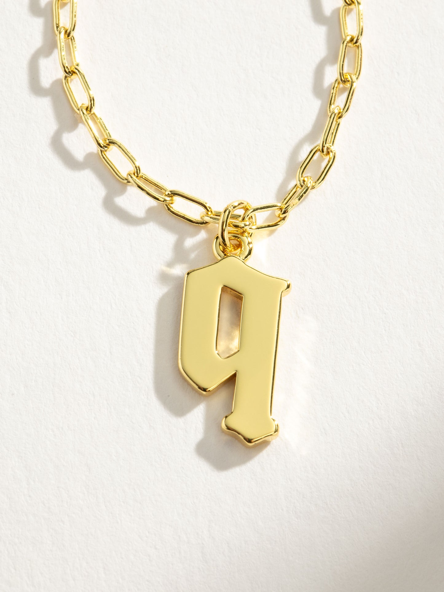 Gothic Initial Pendant Necklace | Gold Q | Product Detail Image | Uncommon James