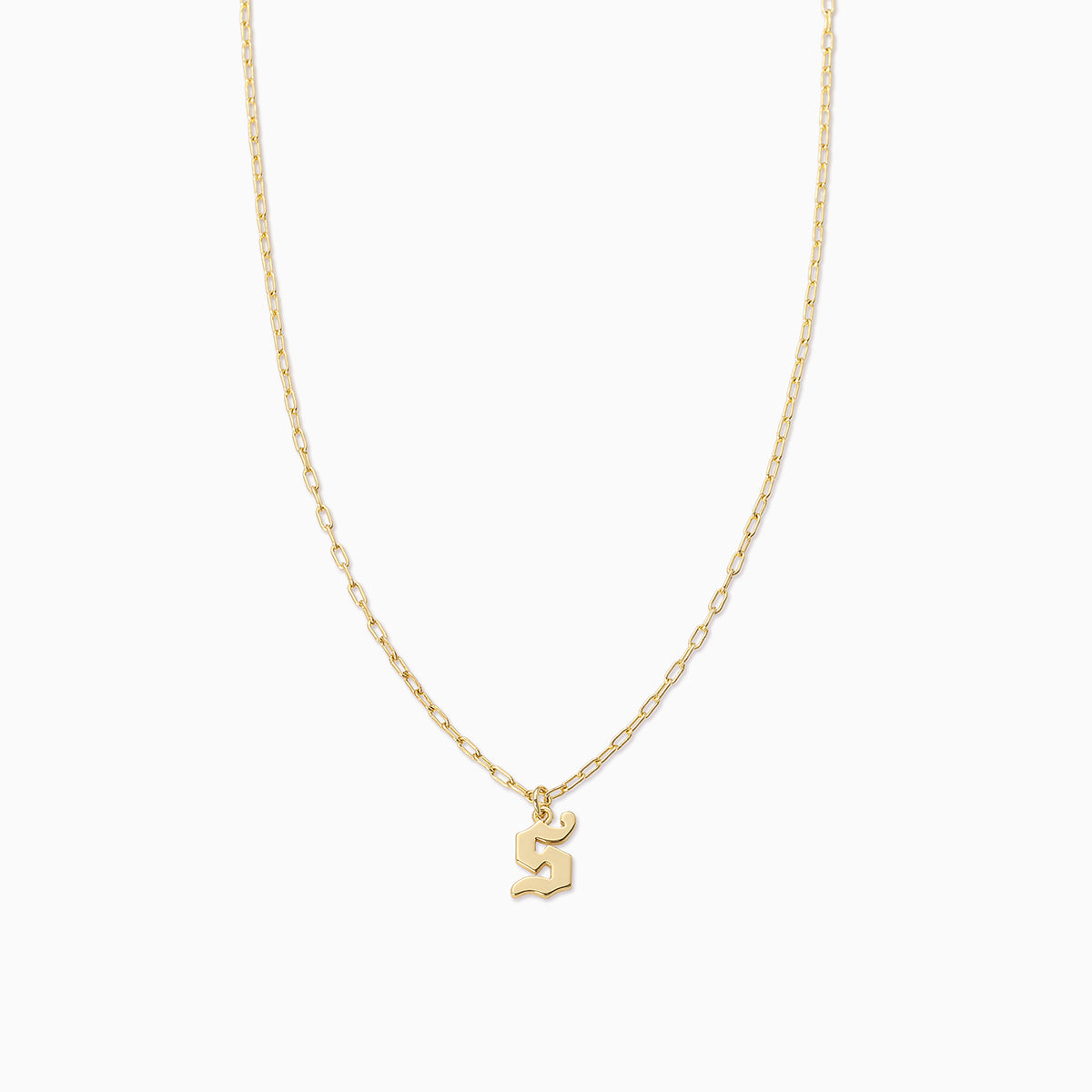 Gothic Initial Pendant Necklace | Gold S | Product Image | Uncommon James