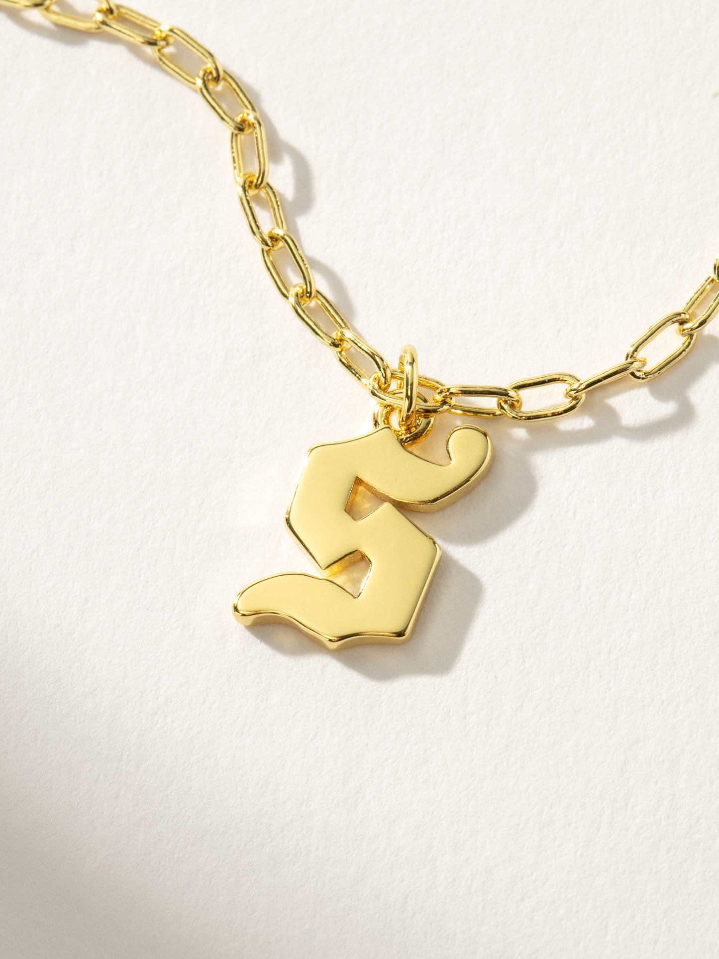 Gothic Initial Pendant Necklace | Gold S | Product Detail Image | Uncommon James