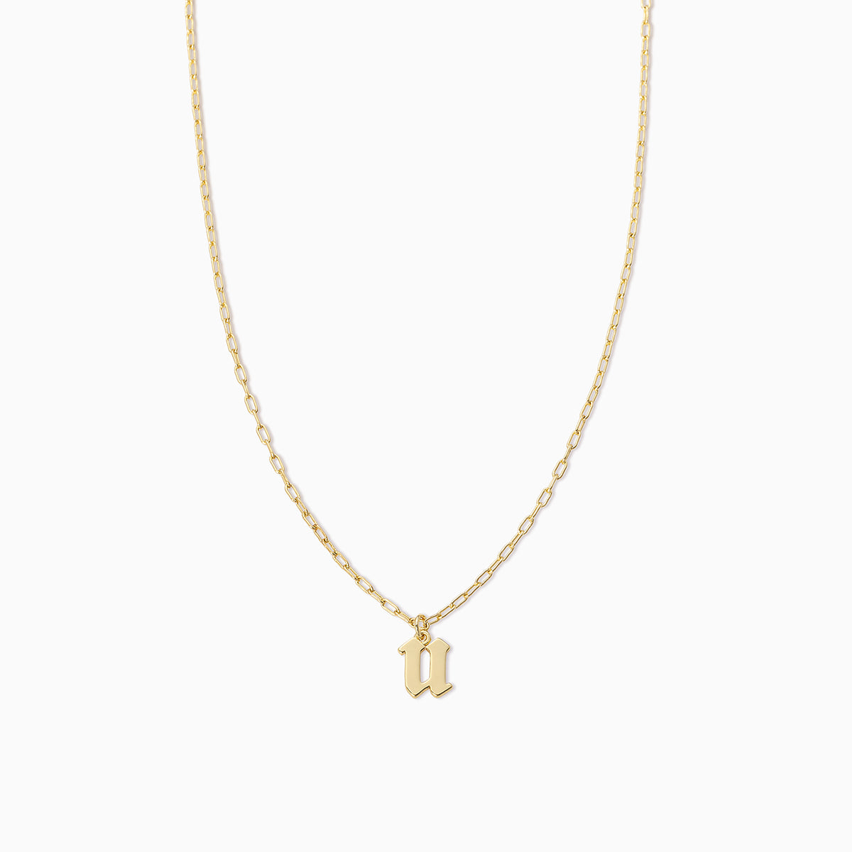 Gothic Initial Pendant Necklace | Gold U | Product Image | Uncommon James