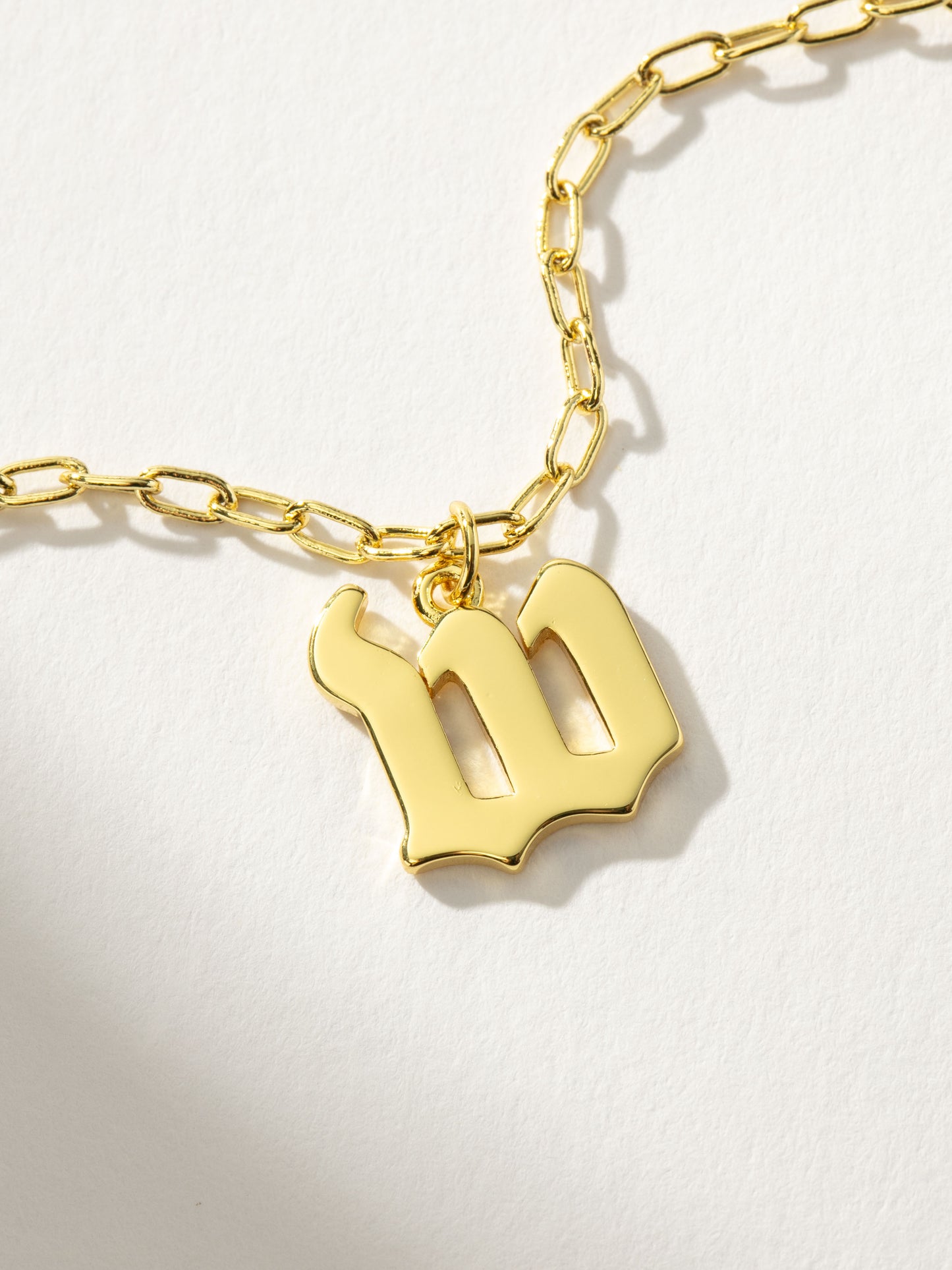 Gothic Initial Pendant Necklace | Gold W | Product Detail Image | Uncommon James