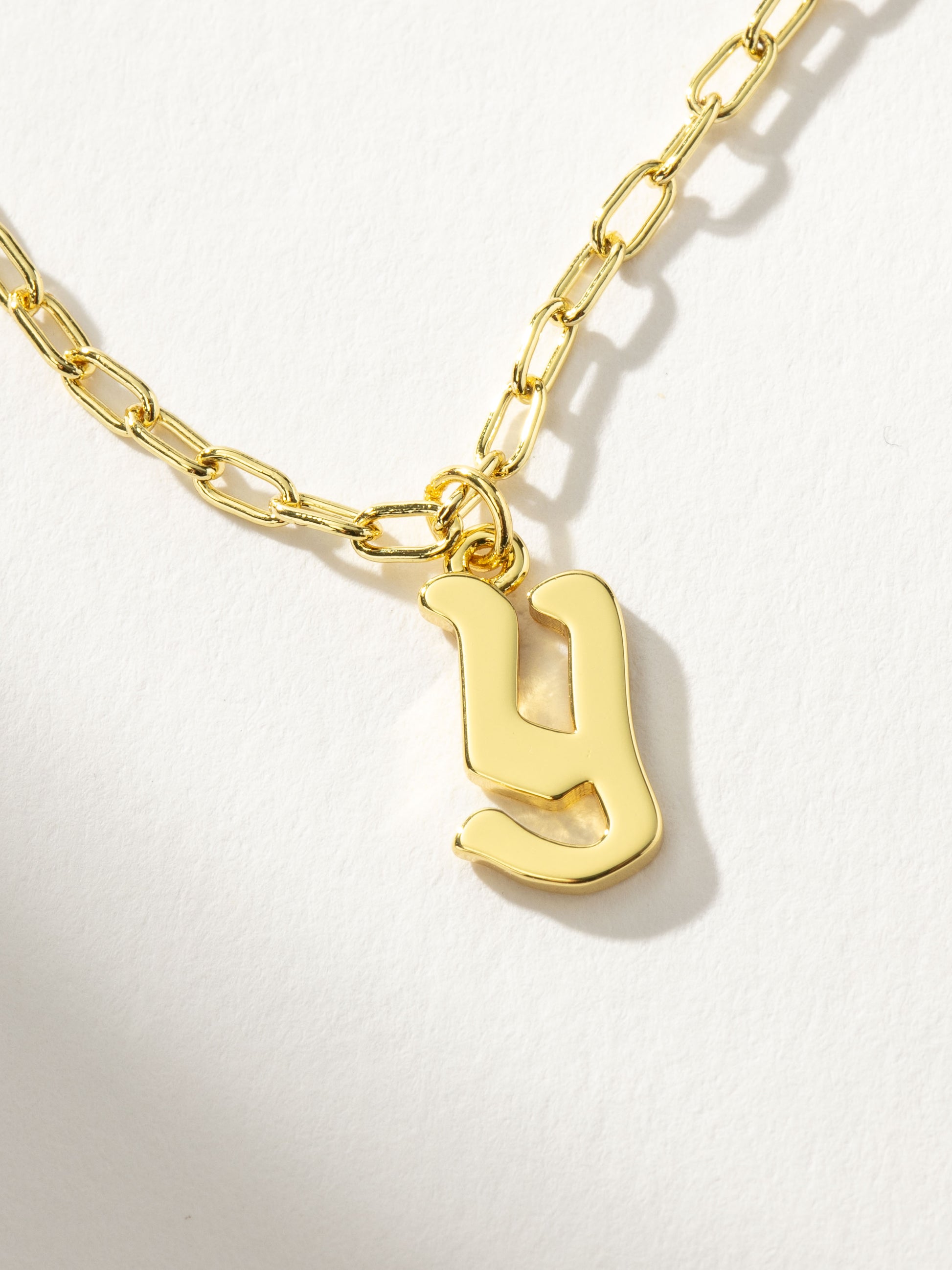 Gothic Initial Pendant Necklace | Gold Y | Product Detail Image | Uncommon James