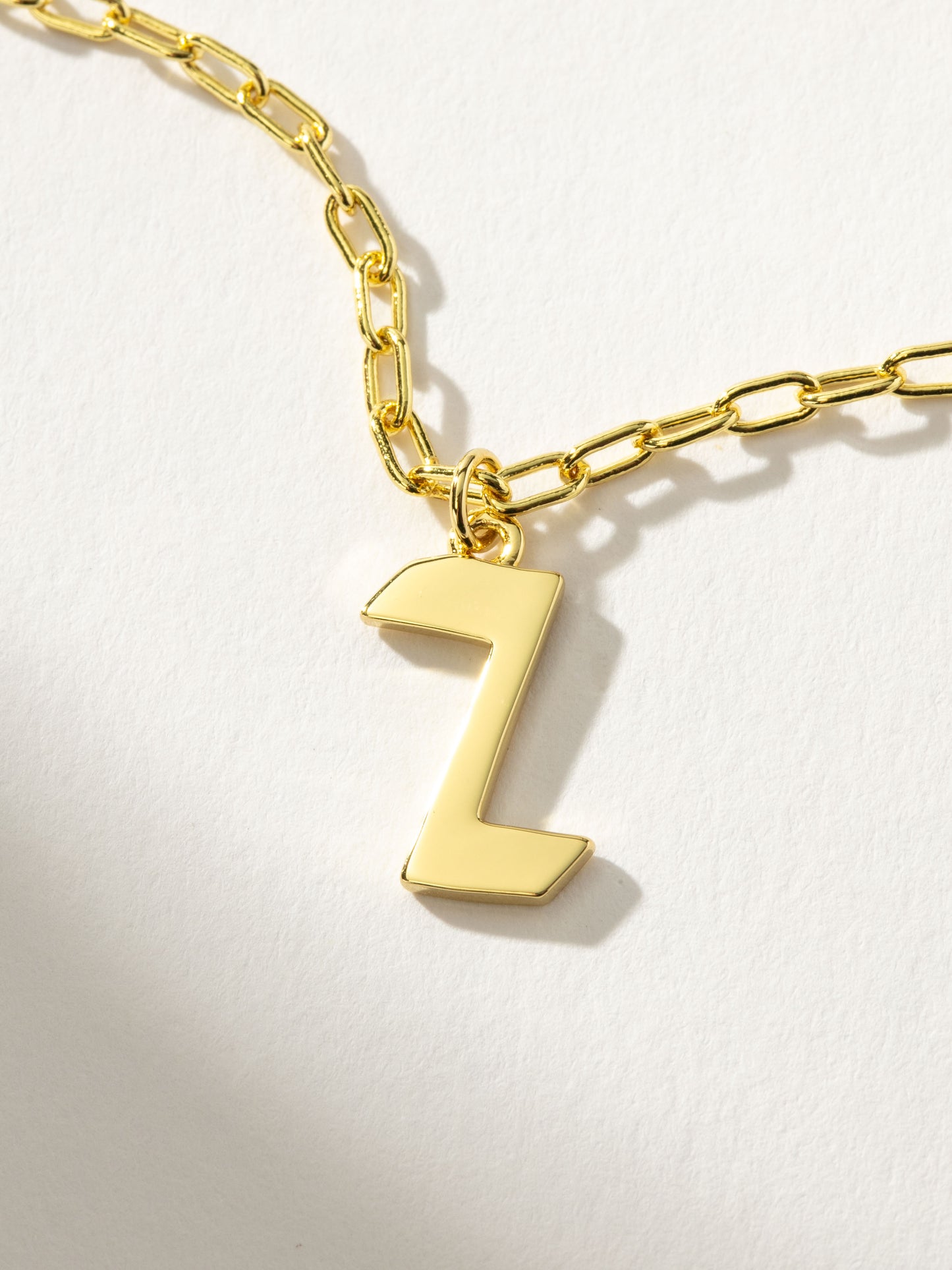 Gothic Initial Pendant Necklace | Gold Z | Product Detail Image | Uncommon James