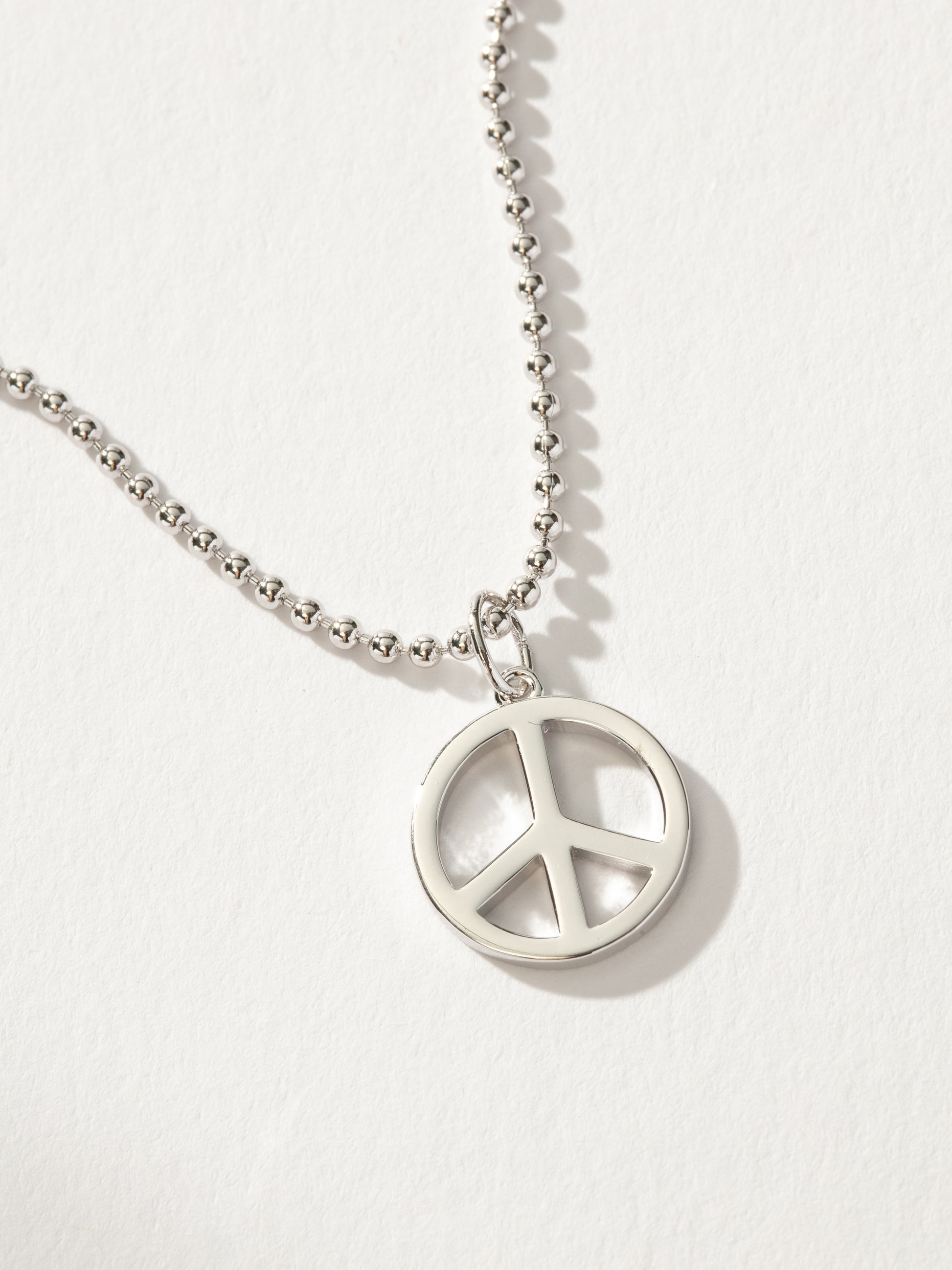 Peace Sign Pendant Necklace | Silver | Product Detail Image | Uncommon James