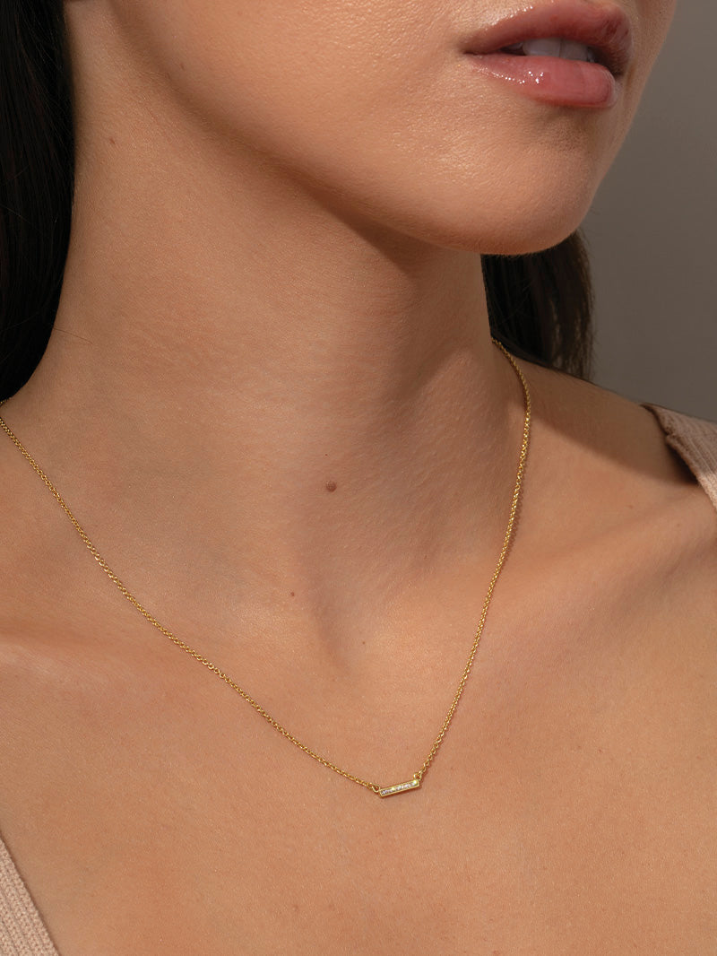 Ray of Light Bar Necklace | Gold | Model Image | Uncommon James
