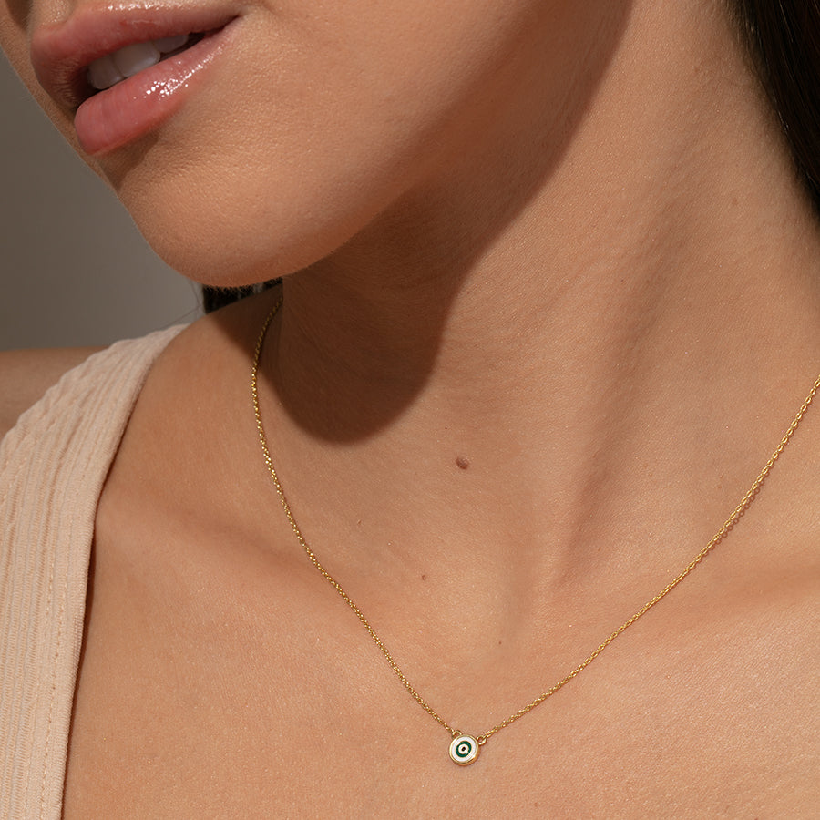 Simple Evil Eye Necklace | Gold | Model Image 2 | Uncommon James