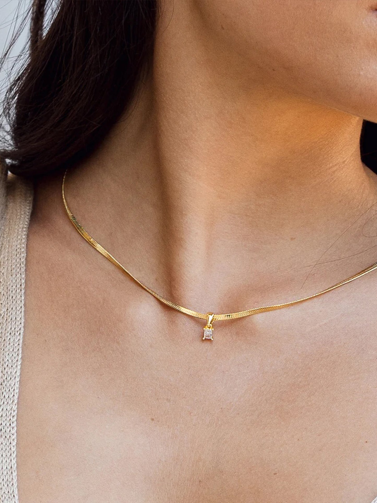 Work It Herringbone Chain Necklace | Gold | Model Image 2 | Uncommon James