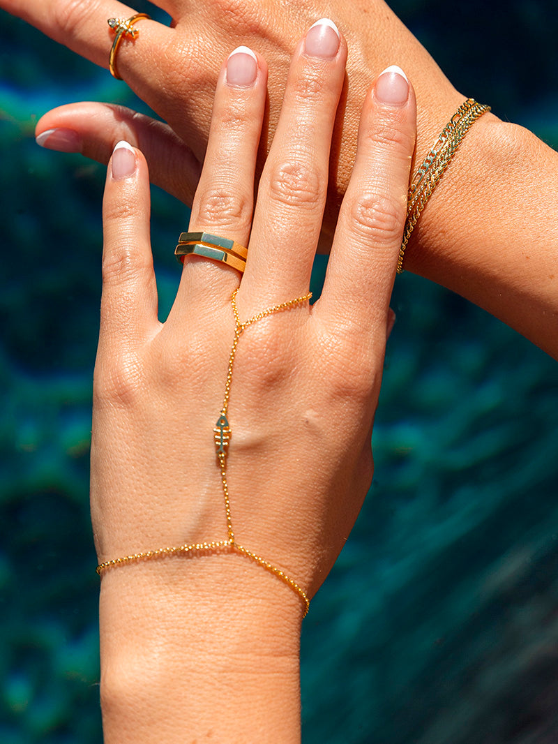 Fish Bone Hand Chain in Gold | Statement Hand Chain | Uncommon James