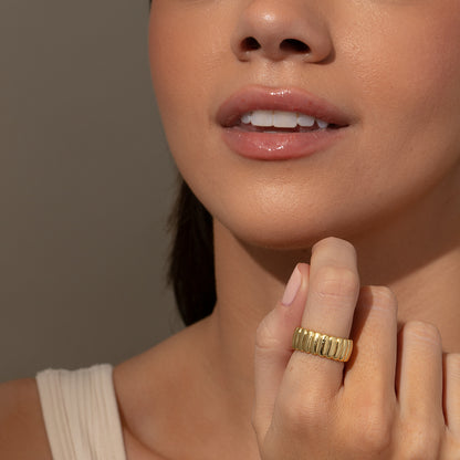 Parthenon Ribbed Ring | Gold | Model Image 2 | Uncommon James