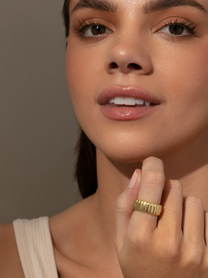 ["Parthenon Ribbed Ring ", " Gold ", " Model Image ", " Uncommon James"]