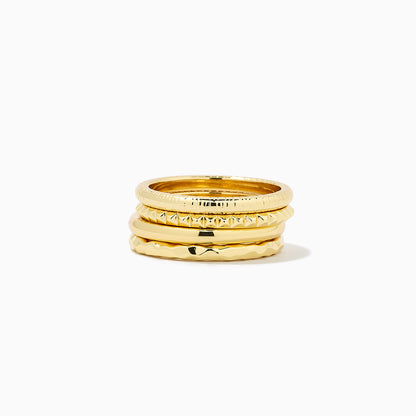 ["Textured Ring Stack (Set of 4) ", " Gold ", " Product Image ", " Uncommon James"]