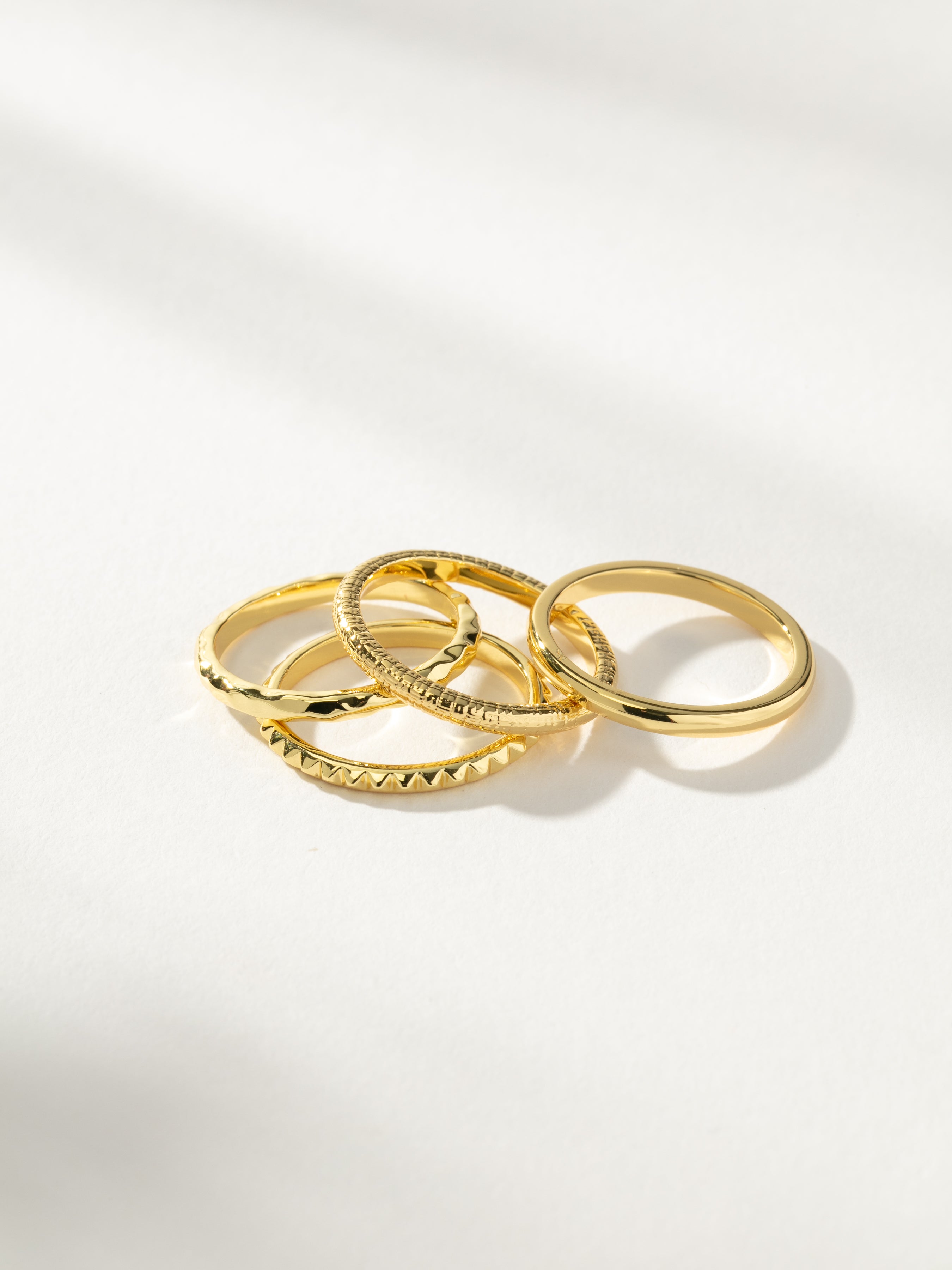 Silver and Gold Textured Ring Stack of Four | Uncommon James
