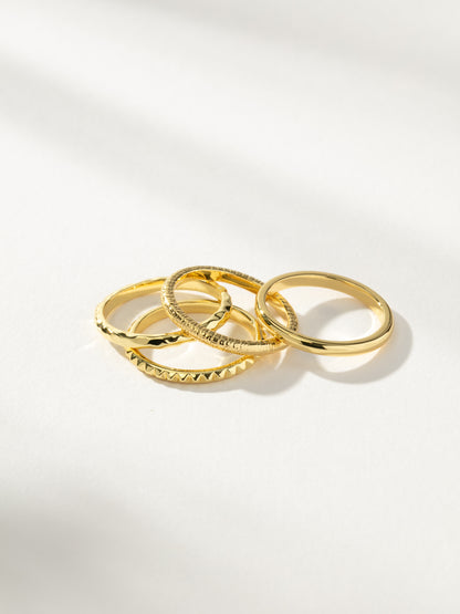["Textured Ring Stack (Set of 4) ", " Gold ", " Product Detail Image ", " Uncommon James"]