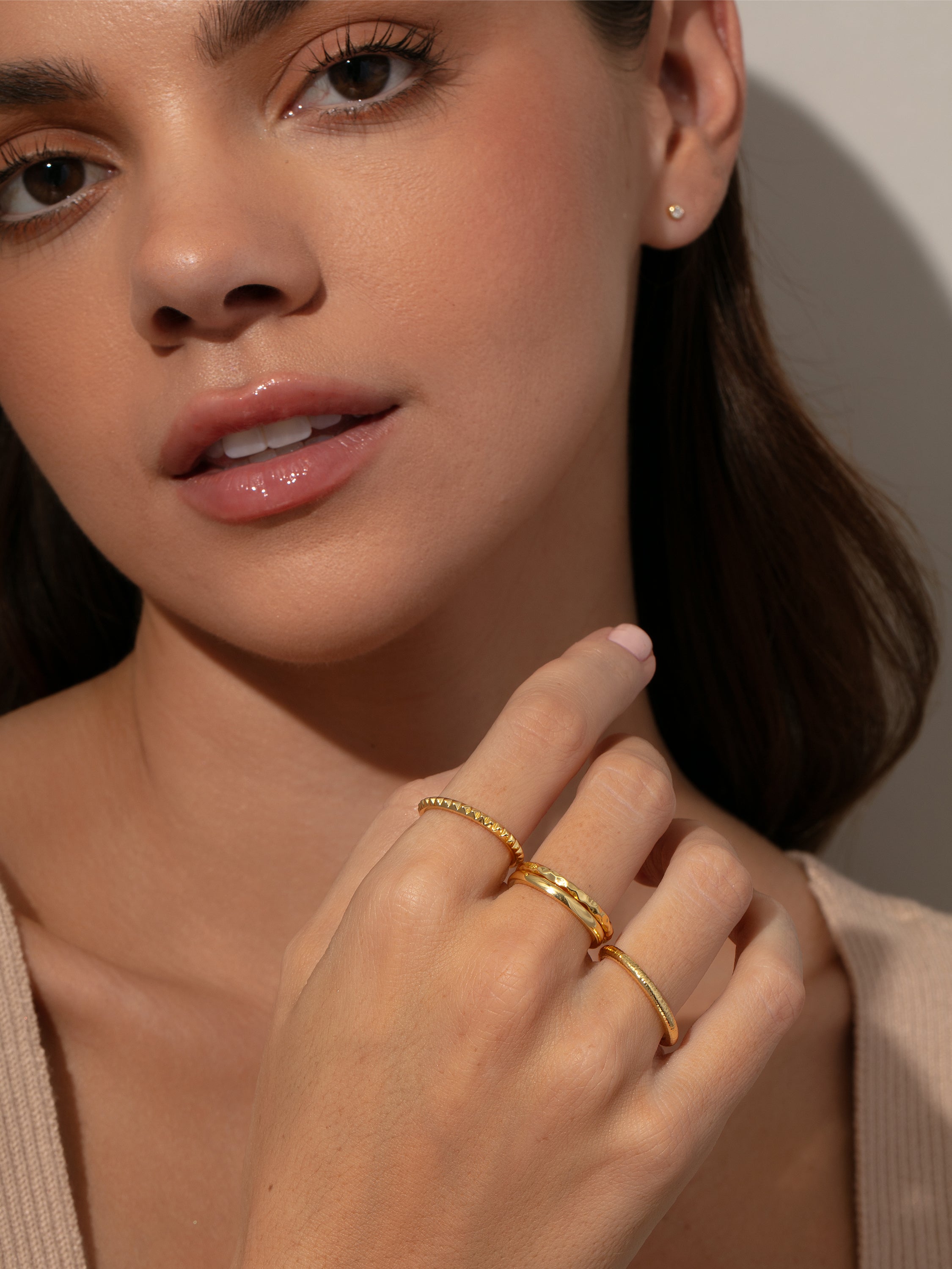 Silver and Gold Textured Ring Stack of Four Uncommon James