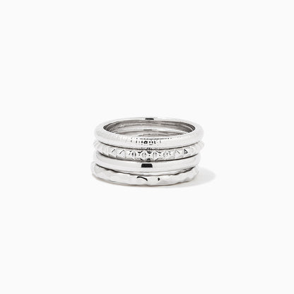 Textured Ring Stack (Set of 4) | Silver | Product Image | Uncommon James