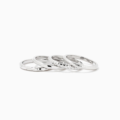 ["Textured Ring Stack (Set of 4) ", " Silver ", " Product Detail Image ", " Uncommon James"]