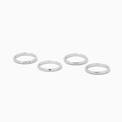 Textured Ring Stack (Set of 4) | Silver | Product Detail Image 2 | Uncommon James