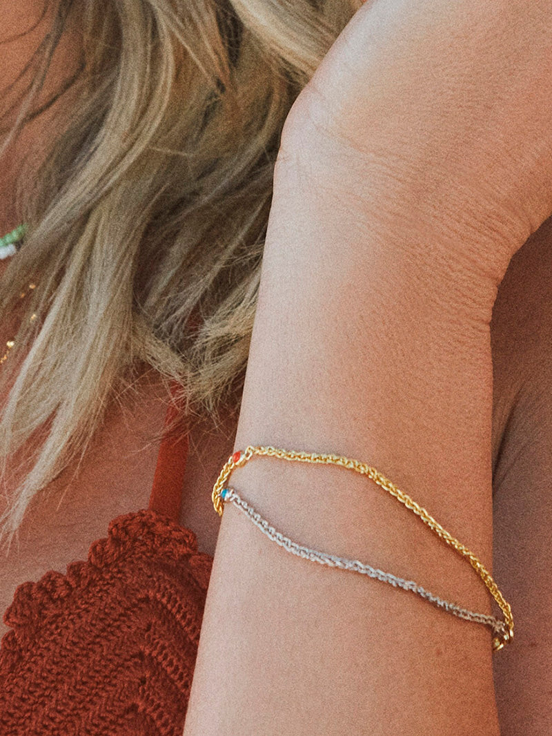Uncommon James Precious Stone and Chain Bracelet in Gold