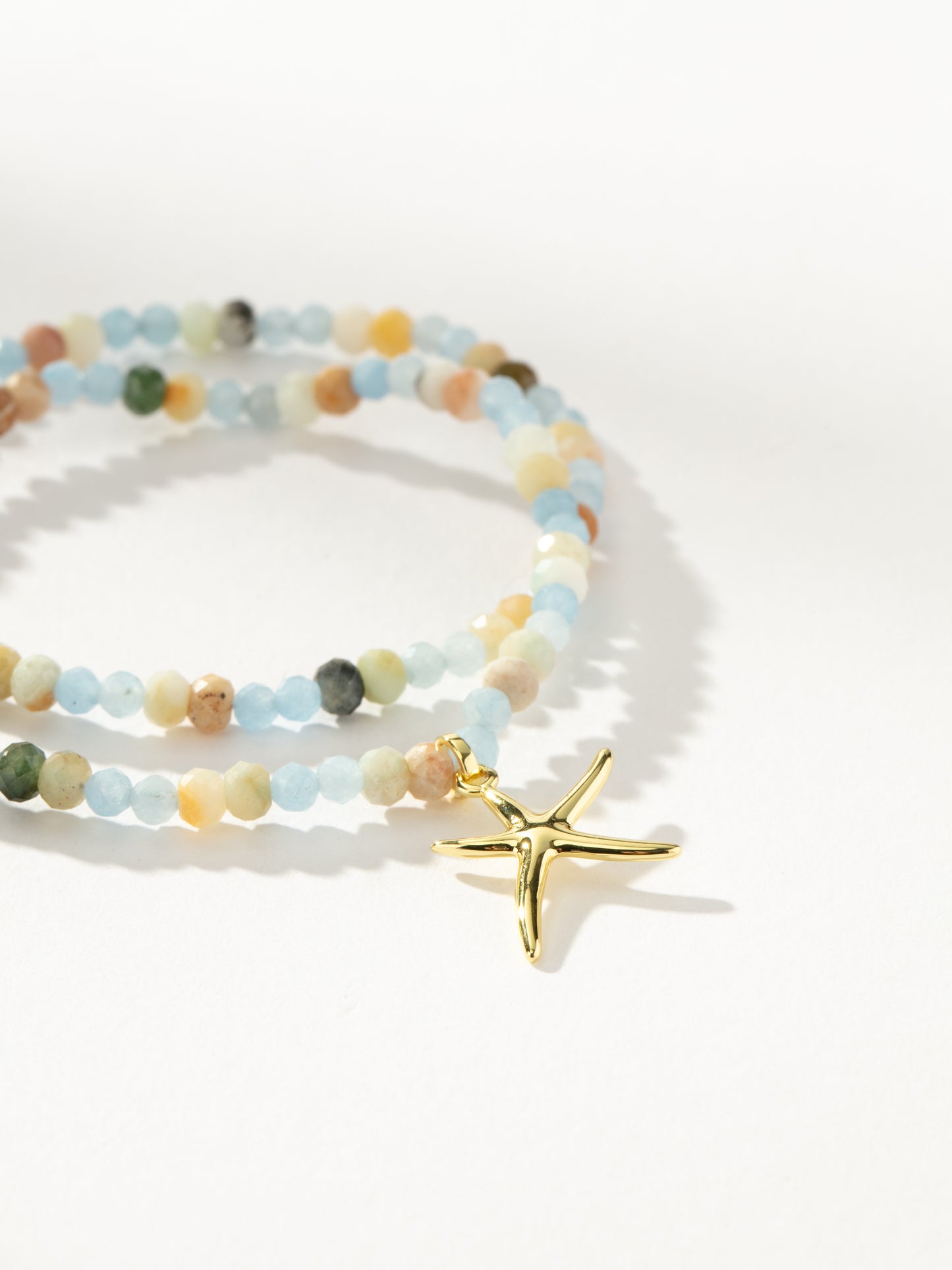 Starfish Beaded Bracelet (Set of 2) | Gold Blue | Product Detail Image | Uncommon James