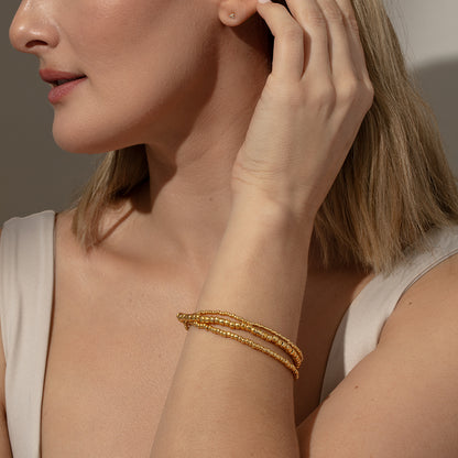 Triple Beaded Bracelet | Gold | Model Image | Uncommon James