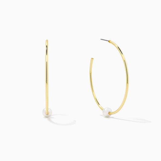 Grace Pearl Hoop Earrings | Gold | Product Image | Uncommon James