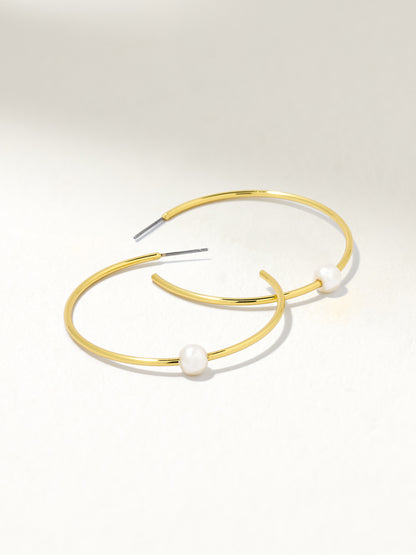 Grace Pearl Hoop Earrings | Gold | Product Image | Uncommon James