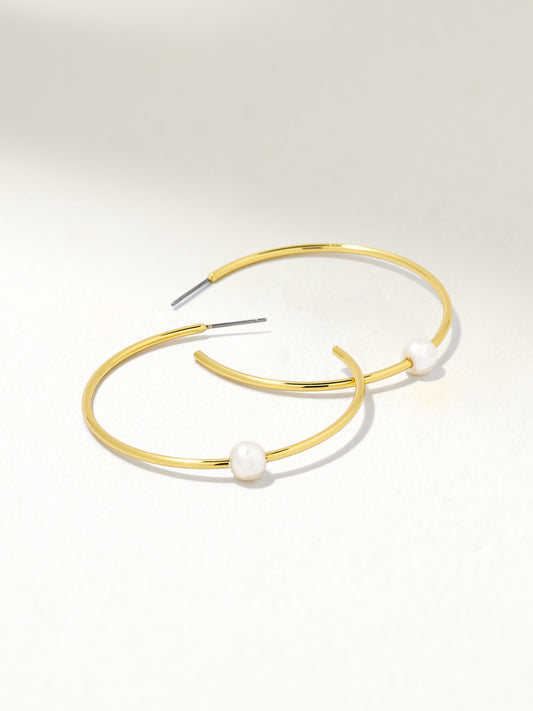 Grace Pearl Hoop Earrings | Gold | Product Image | Uncommon James