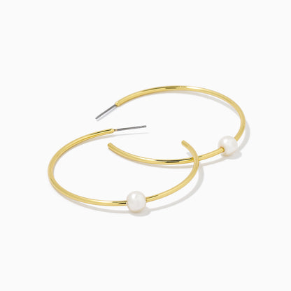 ["Grace Pearl Hoop Earrings ", " Gold ", " Product Detail Image ", " Uncommon James"]