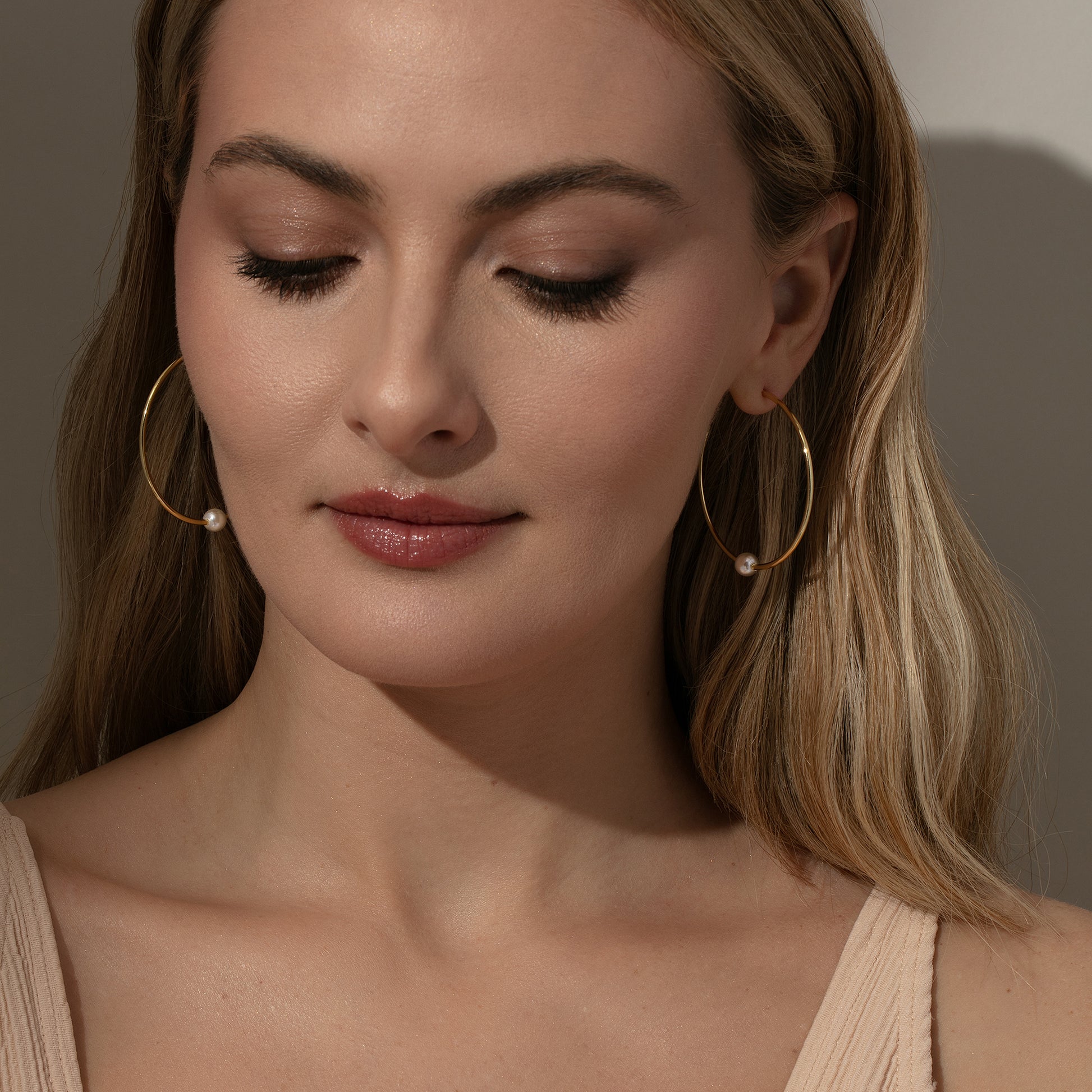 Grace Pearl Hoop Earrings | Gold | Model Image 2 | Uncommon James