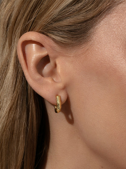 ["Hammered Hoop Earrings ", " Gold ", " Model Image ", " Uncommon James"]