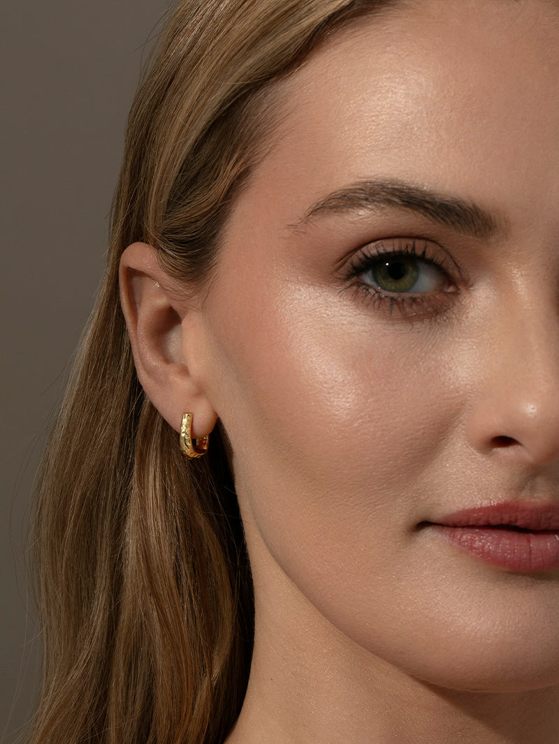 Hammered Hoop Earrings | Gold | Model Image 2 | Uncommon James