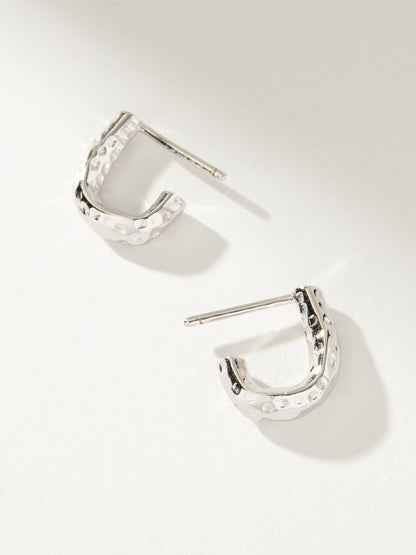 ["Hammered Hoop Earrings ", " Silver ", " Product Image ", " Uncommon James"]