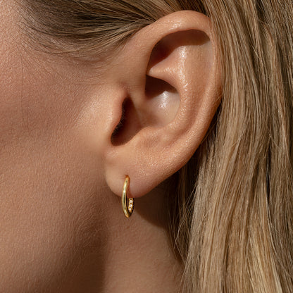 Hidden Pavé Stud Earrings | Gold | Model Image 2 | Uncommon James