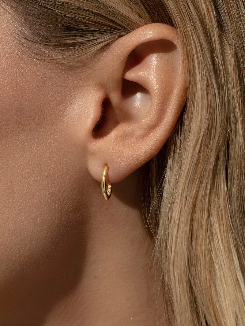 Hidden Pavé Stud Earrings | Gold | Model Image 2 | Uncommon James