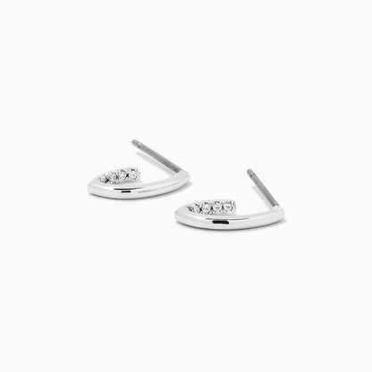 Hidden Pavé Stud Earrings | Silver | Product Detail Image | Uncommon James