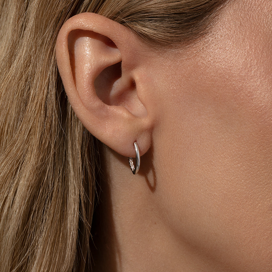 Hidden Pavé Stud Earrings | Silver | Model Image 2 | Uncommon James