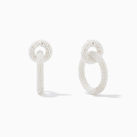 Interlocking Beaded Hoop Earrings | White | Product Image | Uncommon James
