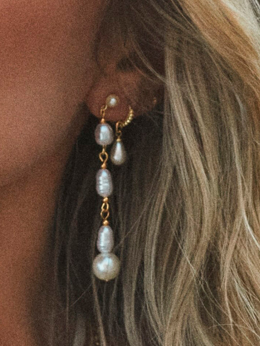 Pearl Drop Huggie Earrings | Gold | KC Image | Uncommon James