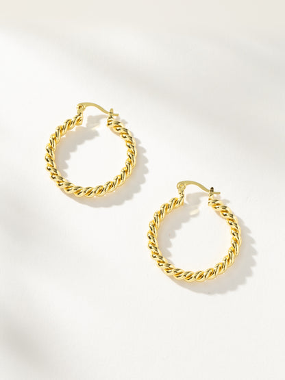 Rope Twist Hoop Earrings | Gold | Product Image | Uncommon James